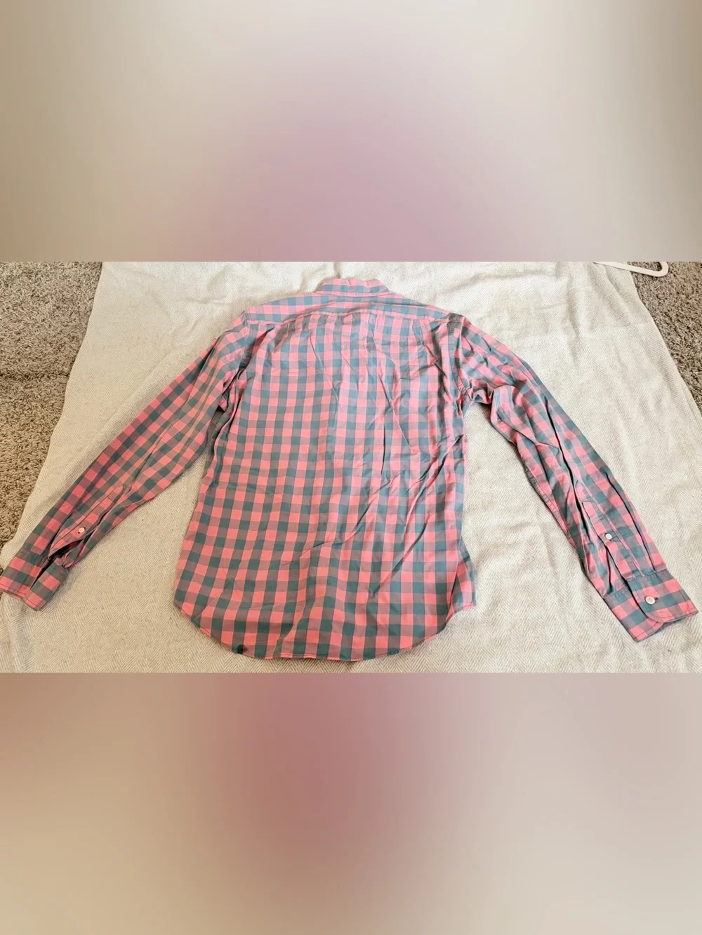 J.Crew Men’s Pink & Gray Gingham Button Down Shirt Long Sleeve Size Small Slim
